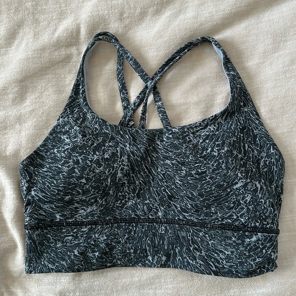 Gray print lululemon crossover sports bra